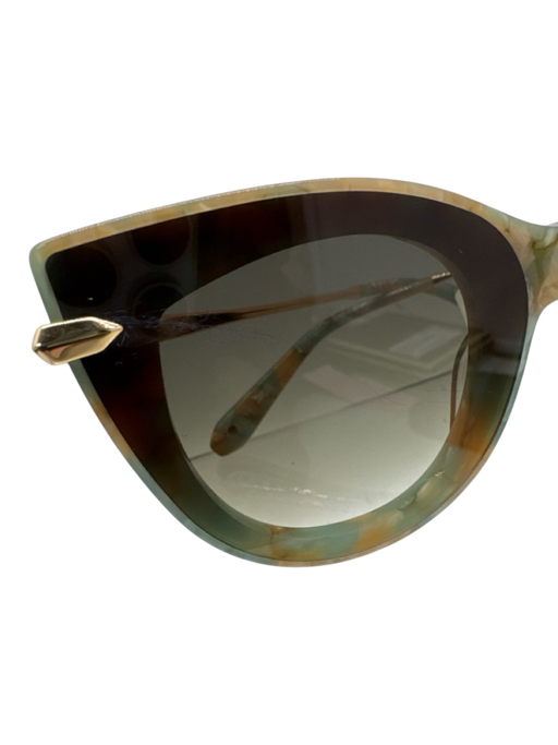 Krewe Green & Brown Acetate Faux Shell Gradient Lens Cat Eye Sunglasses Green & Brown