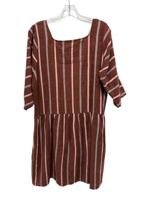 Ace & Jig Size M Brown, Pink, Multi Cotton Striped Metalic Threading Dress Brown, Pink, Multi / M