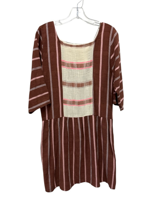 Ace & Jig Size M Brown, Pink, Multi Cotton Striped Metalic Threading Dress Brown, Pink, Multi / M