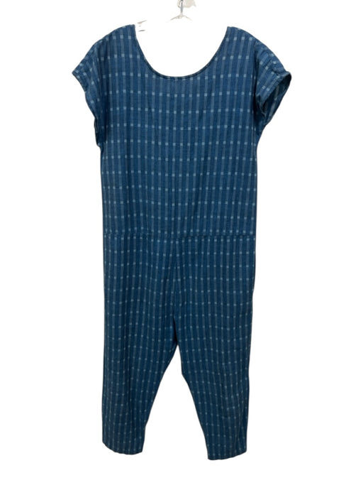 Ace & Jig Size S Blue Cotton Striped Short Sleeve Jumpsuit Dress Blue / S