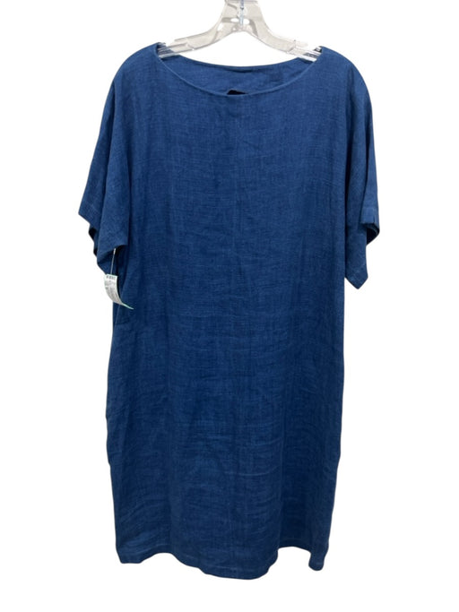 Blluemade Size M Medium Wash Linen Short Sleeve Pockets Dress Medium Wash / M