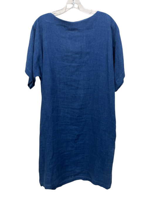 Blluemade Size M Medium Wash Linen Short Sleeve Pockets Dress Medium Wash / M