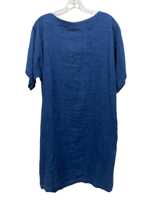 Blluemade Size M Medium Wash Linen Short Sleeve Pockets Dress Medium Wash / M