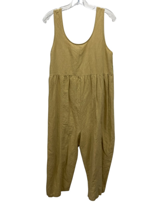 Ilana Kohn Size XS Yellow Cotton & Linen Sleeveless Wide Leg Jumpsuit Dress Yellow / XS