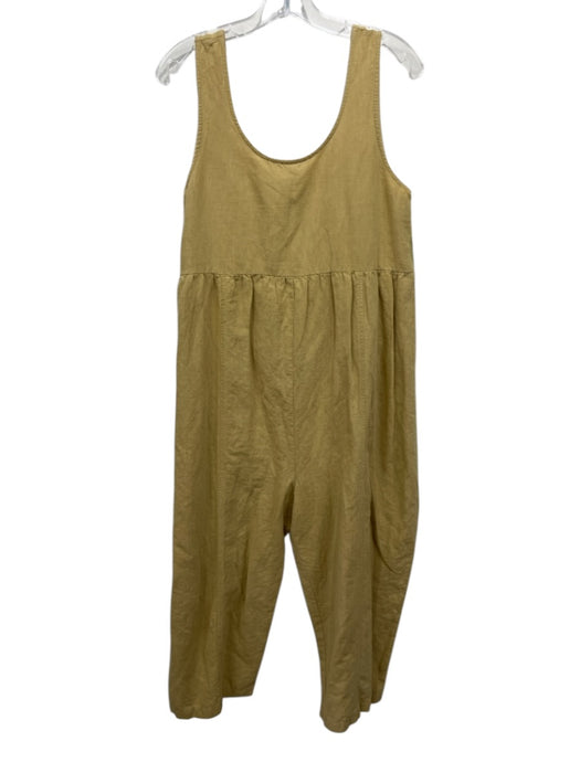 Ilana Kohn Size XS Yellow Cotton & Linen Sleeveless Wide Leg Jumpsuit Dress Yellow / XS