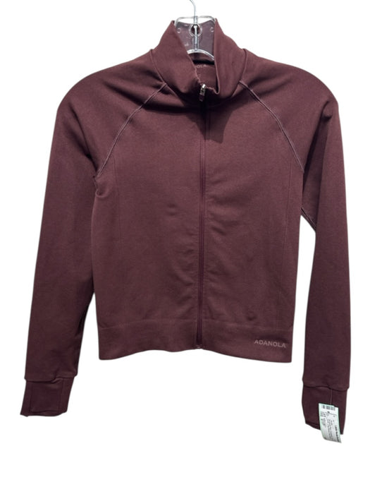 Adanola Size S Burgundy Red Polyamide Zip Up Mock Neck Long Sleeve Jacket Burgundy Red / S