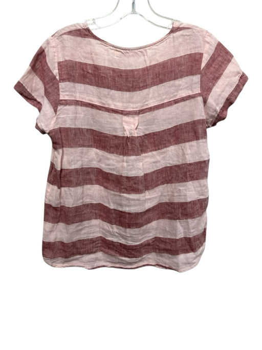 Pyne & Smith Size XS Red & Pink Linen Striped Short Sleeve Elastic Waist Skirt Red & Pink / XS