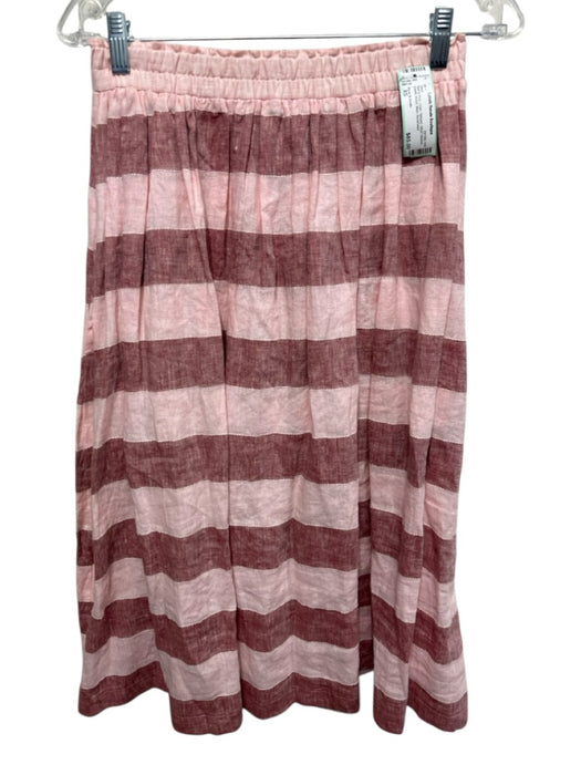 Pyne & Smith Size XS Red & Pink Linen Striped Short Sleeve Elastic Waist Skirt Red & Pink / XS