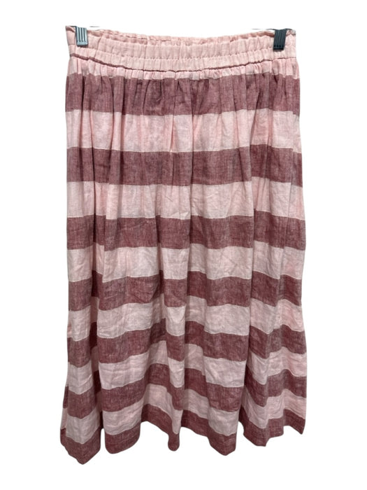 Pyne & Smith Size XS Red & Pink Linen Striped Short Sleeve Elastic Waist Skirt Red & Pink / XS