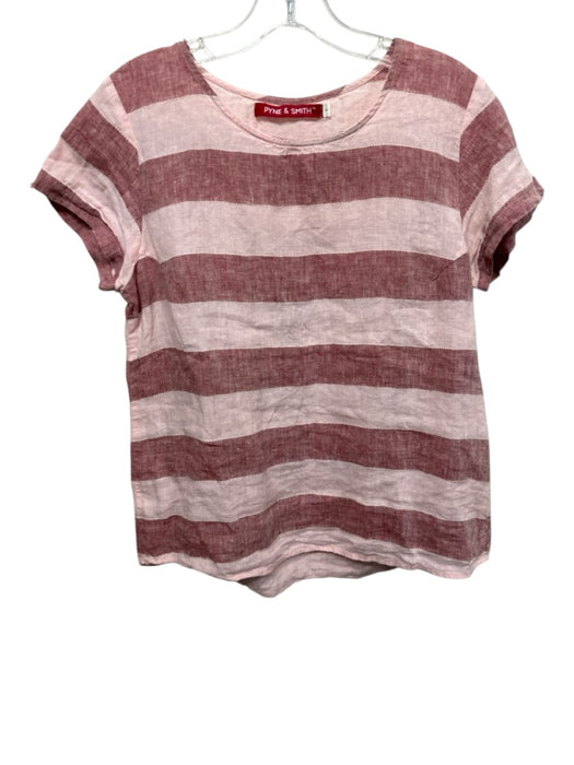 Pyne & Smith Size XS Red & Pink Linen Striped Short Sleeve Elastic Waist Skirt Red & Pink / XS