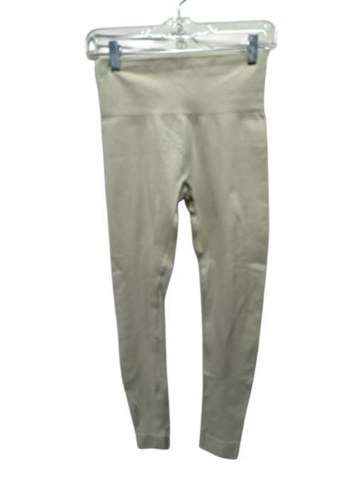 Set Active Size S Beige Nylon Elastic Waist Ribbed Detail Leggings Beige / S