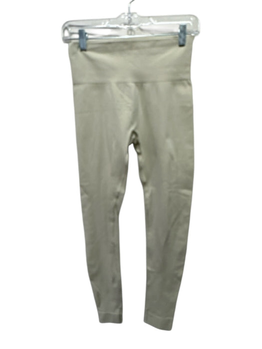 Set Active Size S Beige Nylon Elastic Waist Ribbed Detail Leggings Beige / S