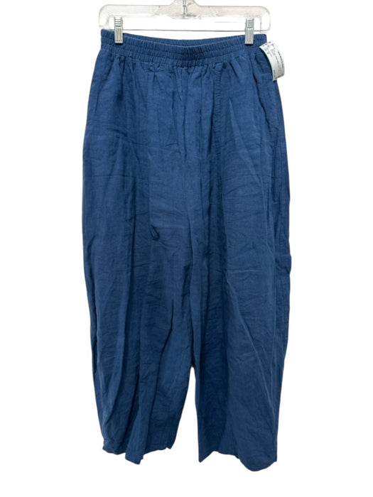 Ilana Kohn Size M Blue Linen Elastic Waist Wide Leg Pants Blue / M