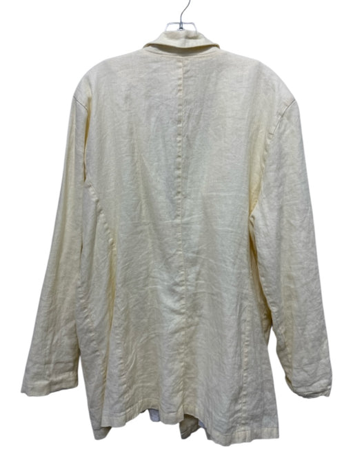 BOHEME Size 4 Yellow Linen Double Breasted Long Sleeve Pockets Oversized Jacket Yellow / 4