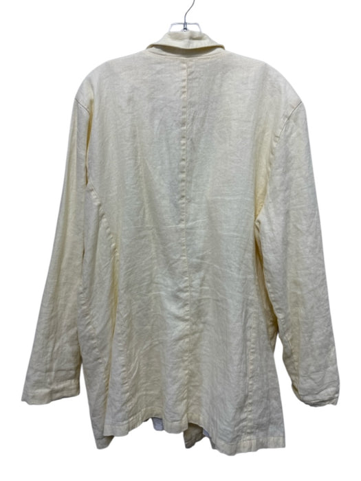BOHEME Size 4 Yellow Linen Double Breasted Long Sleeve Pockets Oversized Jacket Yellow / 4
