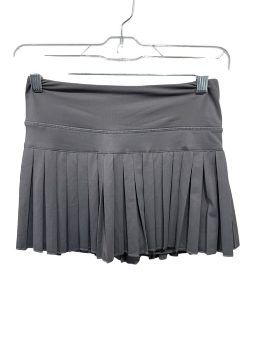 Goldhinge Size S Gray Polyester Elastic Waist Pleated Skirt Gray / S
