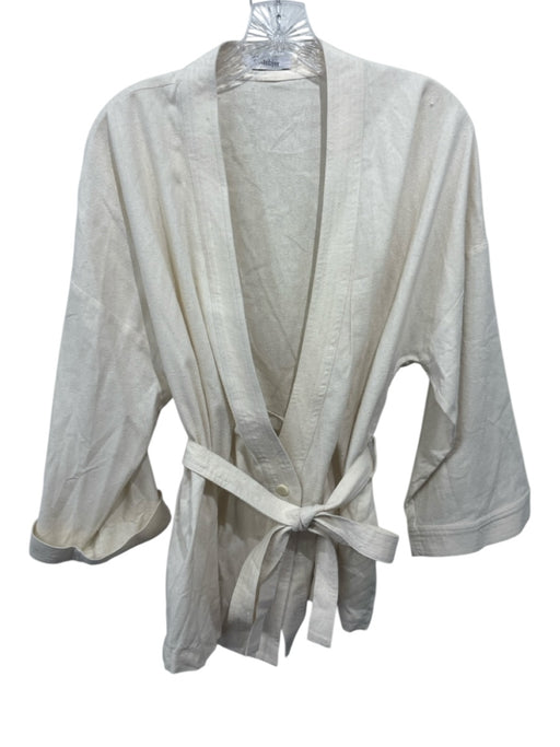 Rodebjer Size XS Ivory Silk One Button Wrap Tie Belt Textured Cardigan Ivory / XS
