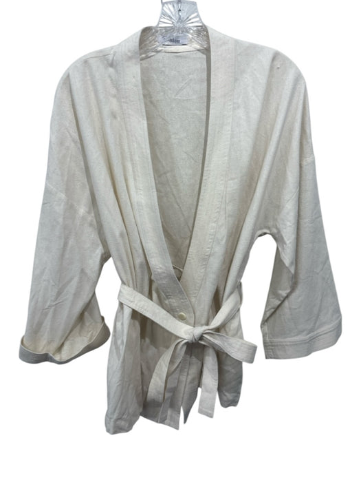 Rodebjer Size XS Ivory Silk One Button Wrap Tie Belt Textured Cardigan Ivory / XS