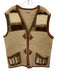 Alwero Size XXXXL Beige & Brown Wool V Neck Toggle Buttons Patch Pocket Vest Beige & Brown / XXXXL