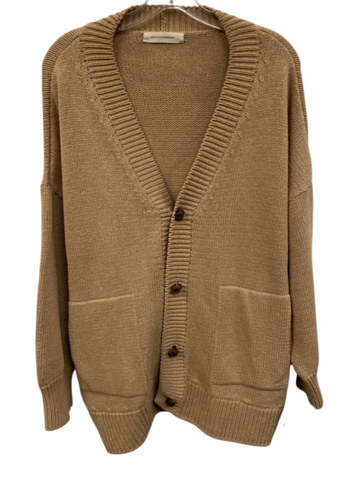 Monica Cordera Size Est L Beige Cotton Blend Knit Button Front Cardigan Sweater Beige / Est L