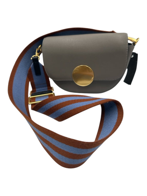 Oryany Taupe Gray Leather Flap Top Magnetic Snap Closure Zip Pocket Bag Taupe Gray