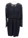 David Meister Size 8 Black Terylene Blend Fabric Block Lace Sleeves Darted Dress Black / 8