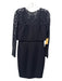 David Meister Size 8 Black Terylene Blend Fabric Block Lace Sleeves Darted Dress Black / 8