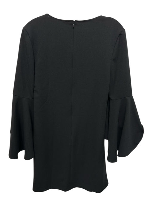 Trina Turk Size 4 Black Polyester Blend U Neck 3/4 Sleeve Flounce Wrist Dress Black / 4