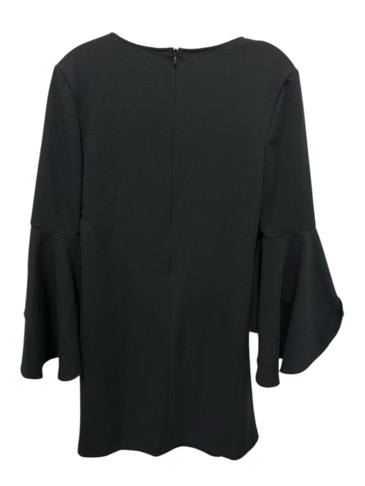 Trina Turk Size 4 Black Polyester Blend U Neck 3/4 Sleeve Flounce Wrist Dress Black / 4