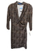J. McLaughlin Size M Brown & Black Nylon Long Sleeve Leapord print V Neck Dress Brown & Black / M
