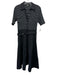 Elie Tahari Size M Black & White Cotton Short Sleeve Striped Maxi Collar Dress Black & White / M