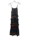 Farm Rio Size Medium Black & Multi Viscose Spaghetti Strap Floral Ruffles Dress Black & Multi / Medium