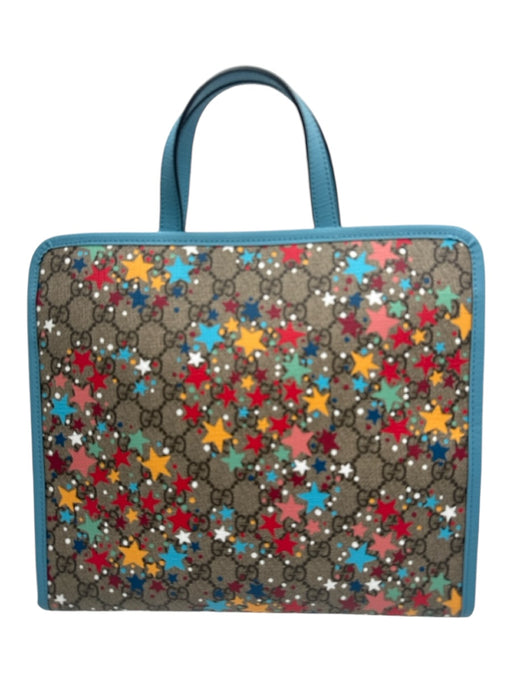 Gucci BLUE MULTI Coated Canvas Stars Monogram Top Handles Snap Closure Bag BLUE MULTI / Medium