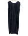 COS Size L Black Polyester Micropleat Crinkle Round Neck Midi Dress Black / L