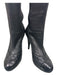 Chanel Shoe Size 39.5 Black Leather Quilted Detail Cap Toe Knee High Heel Boots Black / 39.5