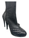 Chanel Shoe Size 39.5 Black Leather Quilted Detail Cap Toe Knee High Heel Boots Black / 39.5