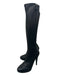 Chanel Shoe Size 39.5 Black Leather Quilted Detail Cap Toe Knee High Heel Boots Black / 39.5