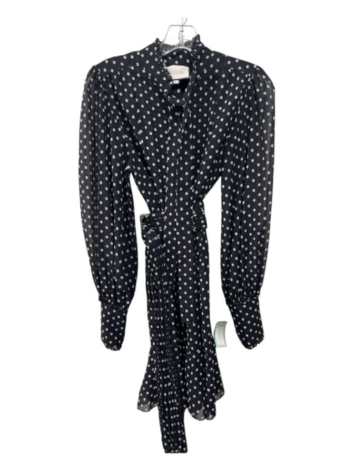 Alexis Size M Black & White Print Polyester Long Sleeve Polka Dot Belt Inc Dress Black & White Print / M