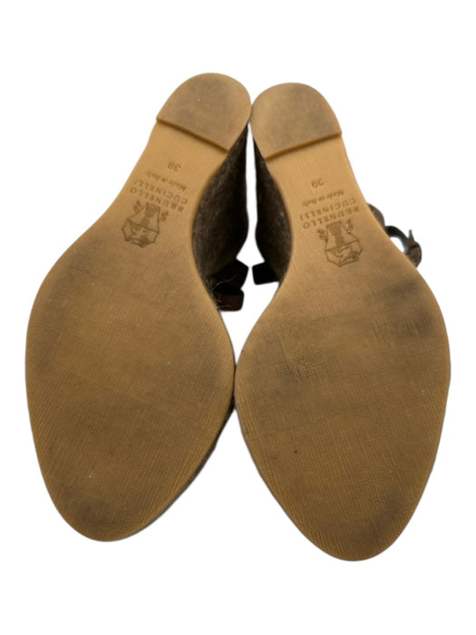 Brunello Cucinelli Shoe Size 39 Brown Leather Upper Raffia Monili Wedges Brown / 39