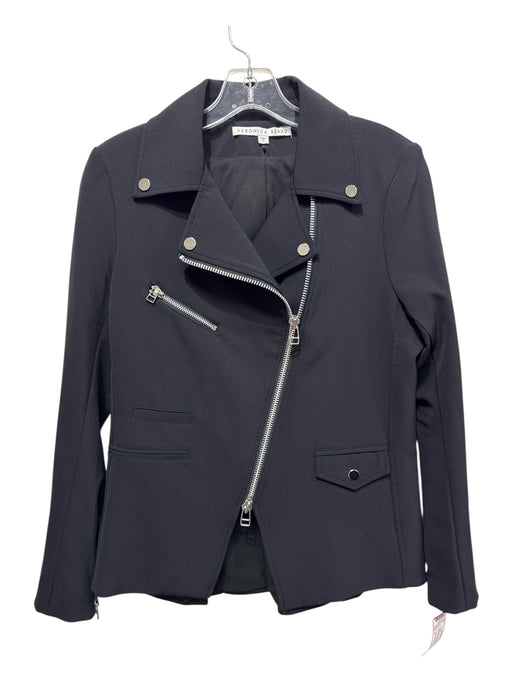 Veronica Beard Size 8 Black Nylon Blend Long Sleeve Asymetric Zip Jacket Black / 8