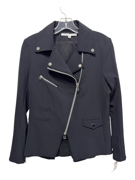 Veronica Beard Size 8 Black Nylon Blend Long Sleeve Asymetric Zip Jacket Black / 8