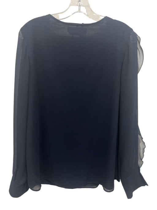 SeeByChloe Size 38 Navy Polyester Tie Neck Frilly Sleeves V Neck Top Navy / 38
