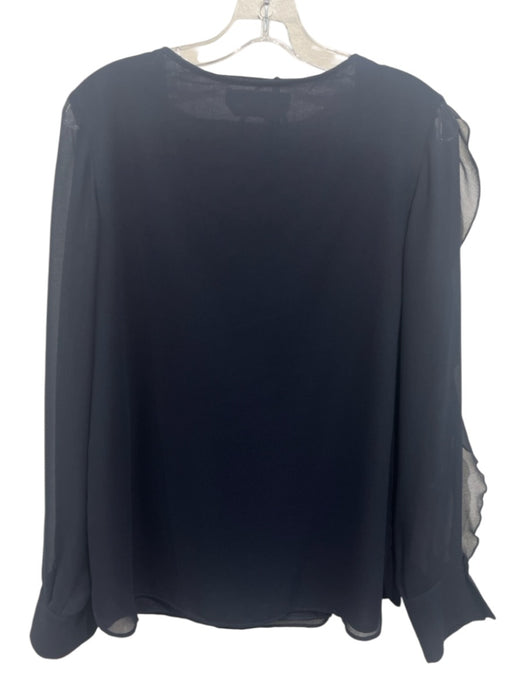 SeeByChloe Size 38 Navy Polyester Tie Neck Frilly Sleeves V Neck Top Navy / 38