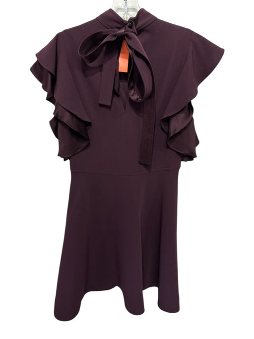 Cinq a Sept Size 6 Burgundy Triacetate Blend Tie Neck Keyhole Back Dress Burgundy / 6