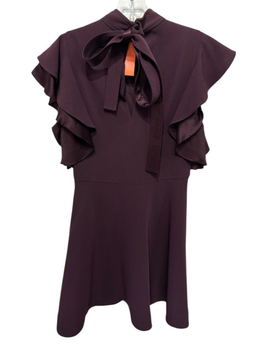 Cinq a Sept Size 6 Burgundy Triacetate Blend Tie Neck Keyhole Back Dress Burgundy / 6