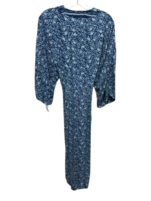 Natalie Martin Size S Blue Silk Wrap Tie Waist Wide Sleeves Midi Dress Blue / S