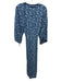 Natalie Martin Size S Blue Silk Wrap Tie Waist Wide Sleeves Midi Dress Blue / S
