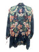 Johnny Was Size S Navy & Multi Silk Button Front Round Neck Floral Print Top Navy & Multi / S