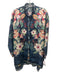 Johnny Was Size S Navy & Multi Silk Button Front Round Neck Floral Print Top Navy & Multi / S