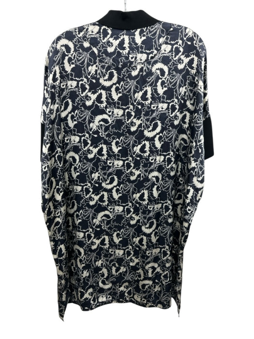 Rag & Bone Size XS Black & White Silk Floral Short Sleeve 1/4 Button Dress Black & White / XS